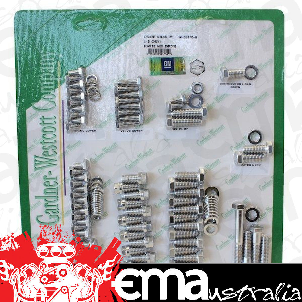 Gardner Westcott GW10-56490-H Engine Dress-Up Bolt Kit Chrome Hex for Chev SB V8