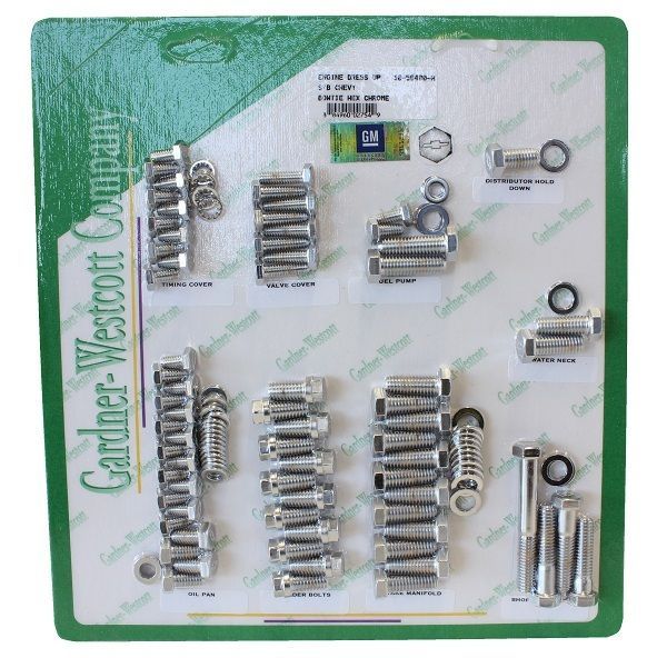 Gardner Westcott GW10-56490-H Engine Dress-Up Bolt Kit Chrome Hex for Chev SB V8