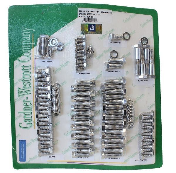 Gardner Westcott GW10-56491-H Chev BB V8 Engine Dress-Up Bolt Kit Chrome Hex