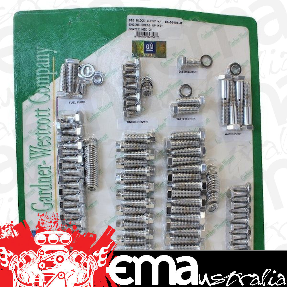 Gardner Westcott GW10-56491-H Chev BB V8 Engine Dress-Up Bolt Kit Chrome Hex