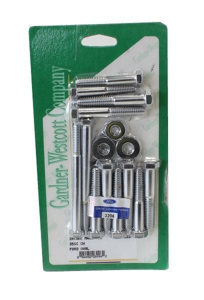 Gardner Westcott GW11-56222-H Intake Manifold Logo Bolts Chrome Ford 302-351C V8