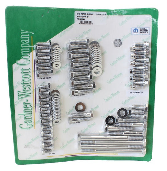 Gardner Westcott GW21-56330-H Chrome Hex Engine Dress Up Kit suit SB Chrysler w/ Headers & Pentastar Logo