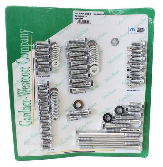 Chrysler Mopar small block LA 318-360 CID V8 Gardner Westcott S/S Engine Dress-Up Bolt Kit SB Gardener-Westcott GW21-56330-HSP