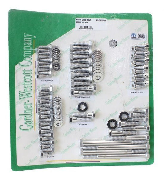 Chrysler Mopar small block LA 318-360ci. V8 Gardner Westcott Polished Engine Dress-Up Bolt Kit SB Gardener-Westcott GW23-56330-HSP