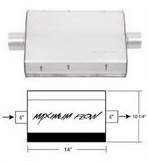 Hooker HK21609 Maximum Flow Muffler 4" Center In & Out Aluminized Steel