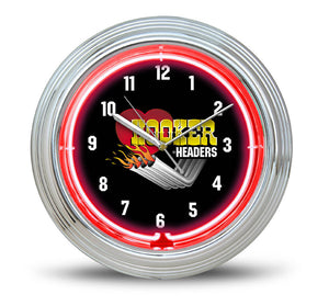 Hooker HO-10150HKR Neon Clock 14.5" Dia. Red Neon Aa Battery Not Included