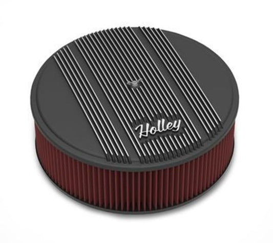 Holley HO120-157 Air Filter Assembly Vintage Series Round 14 in. Diameter Black Wrinkle Cotton Gauze Filter Each