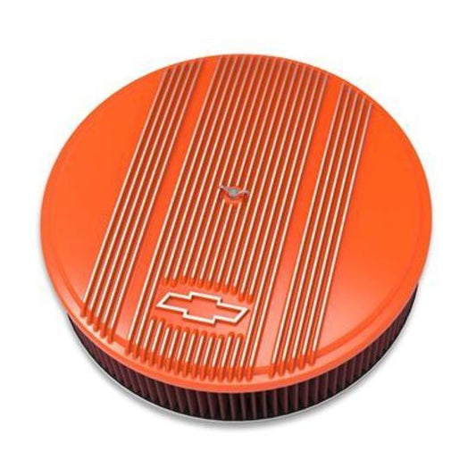 14' x 3' Air Cleaner Kit Holley GM Finned 'Bowtie' Fact. Orange Finish w/premium filter