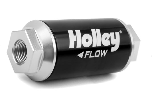 HOLLEY BILLET INLINE FUEL FILTER FEMALE 3/8" NPT IN/OUT 100 MICRON HO162-553