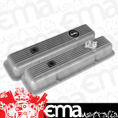 Valve Covers Muscle Series Perimeter Bolt Cast Aluminium Natural Finned Chevy Small Block Pair