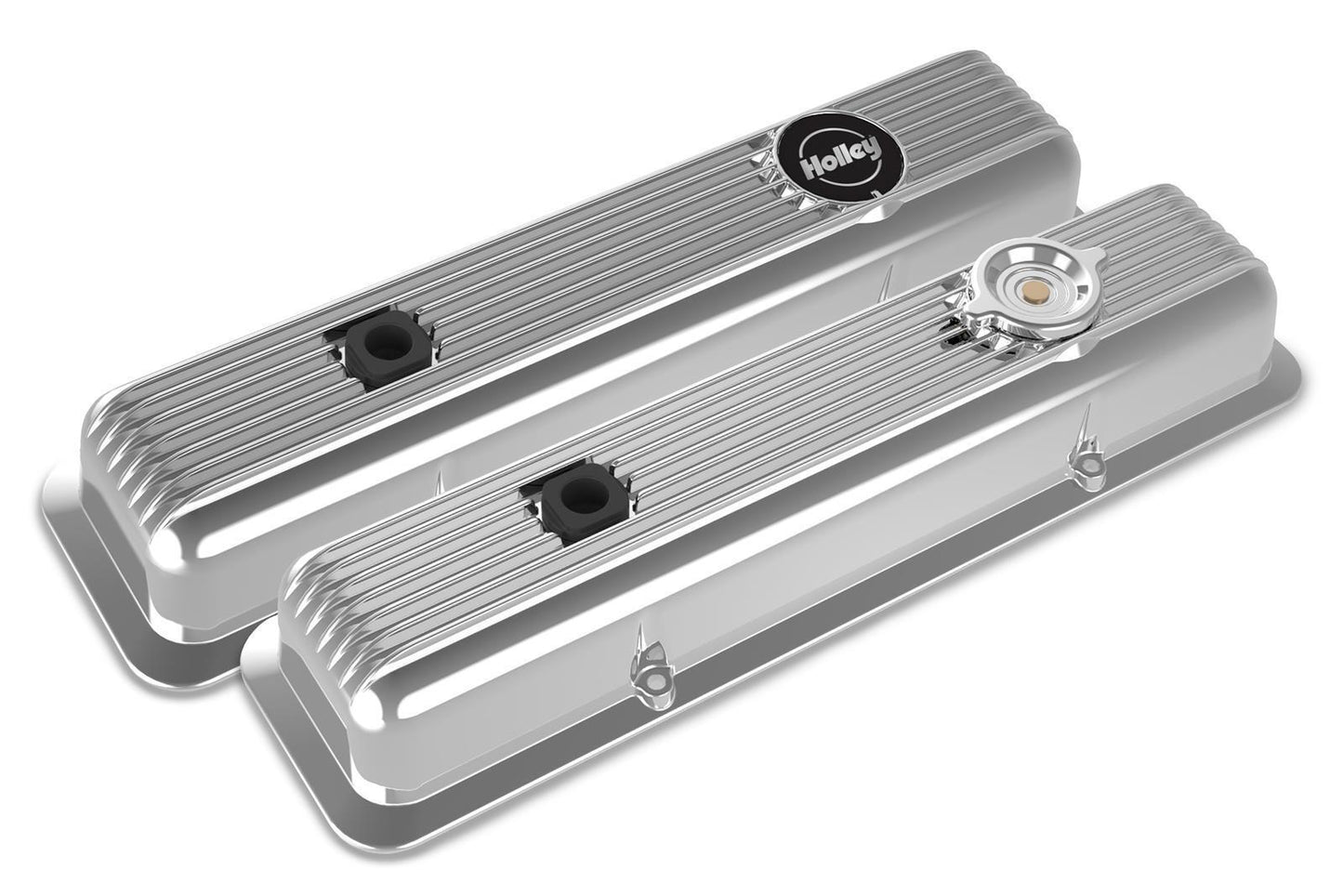 Holley Muscle Series Valve Covers HO241-137 Finned Polished Chev SB 262-400 V8