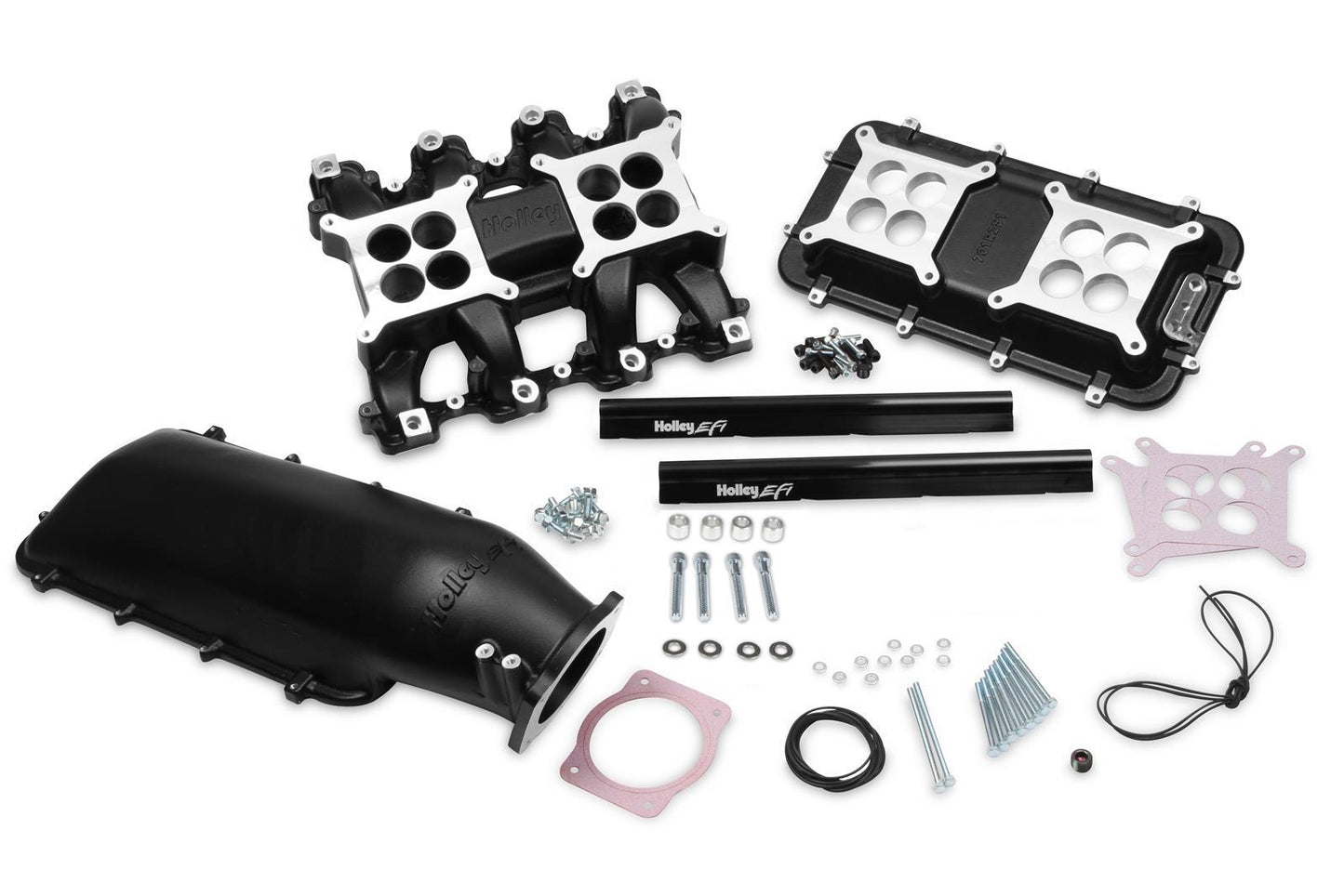 Holley HO300-126BK Chev 5.7 6.0L EFI LS Mid-Rise Intake Manifold Multi-Port Mid-Rise Aluminum Black Ceramic