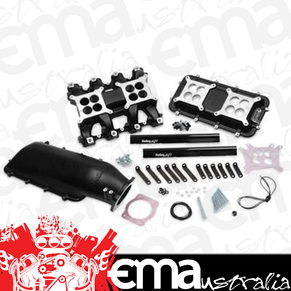 Intake Manifold EFI LS Mid-Rise Aluminium Black 92mm Plenum Holden Chev LS Fits LS3/L92 Heads Kit