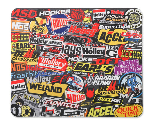Holley HO36-447 Sticker Bomb Style Mouse Pad - MSD, Accel, Earls, NOS, Hooker