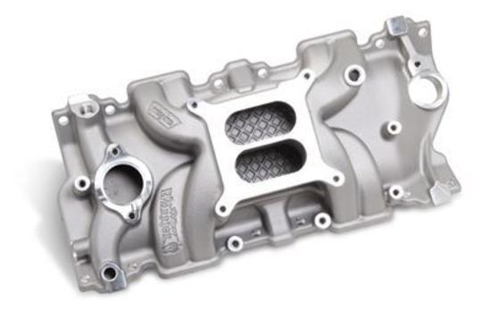 Intake Manifold Street Warrior Dual Plane Aluminum Natural Square Bore Chevy Small Block Each