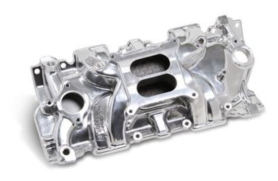 Intake Manifold Street Warrior Dual Plane Aluminum Polished Square Bore Chevy Small Block Each