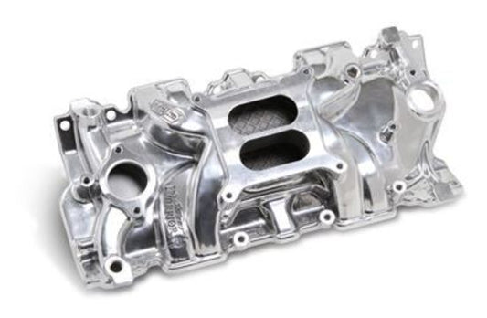 Intake Manifold Street Warrior Dual Plane Aluminum Polished Square Bore Chevy Small Block Each