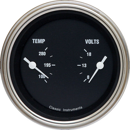 Classic Instruments HR74SLF Hot Rod - Dual Gauge 3-3/8" Temp & Volt