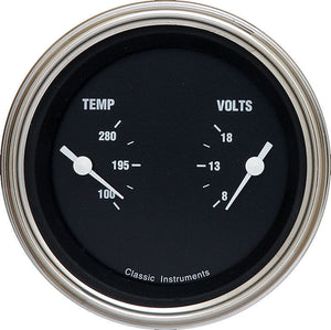 Classic Instruments HR74SLF Hot Rod - Dual Gauge 3-3/8" Temp & Volt