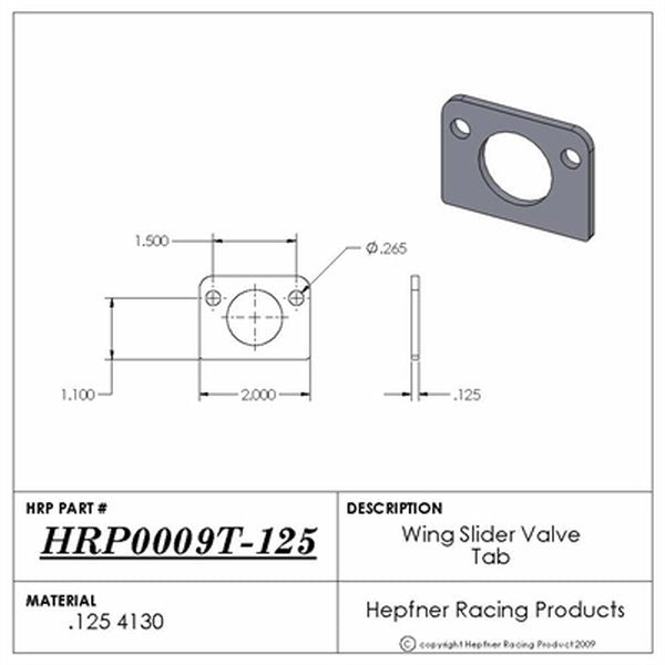 Hephner Racing Products HRP-0009T.125 Wing Slider Tab Valve