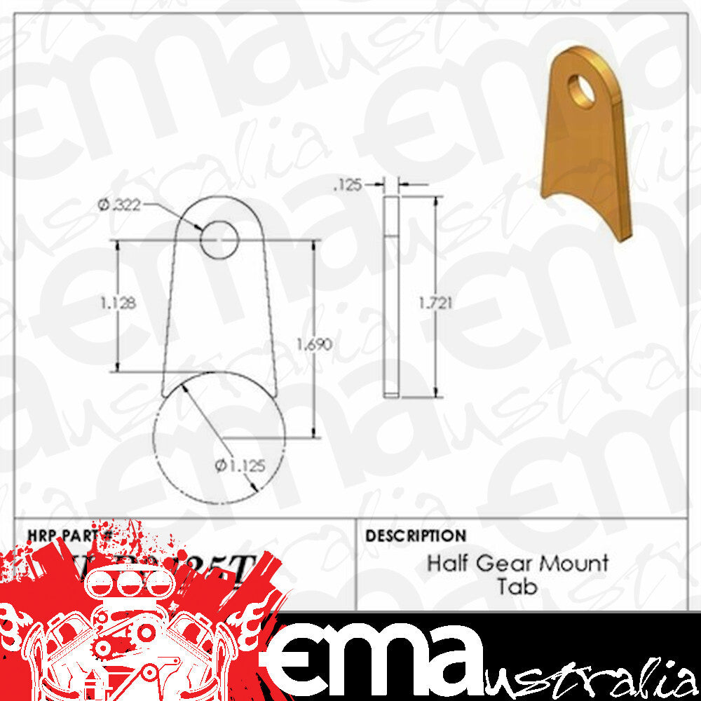 Hephner Racing Products HRP-0125T Gen 2 Gear Mount Tab w/ Radius Bottom