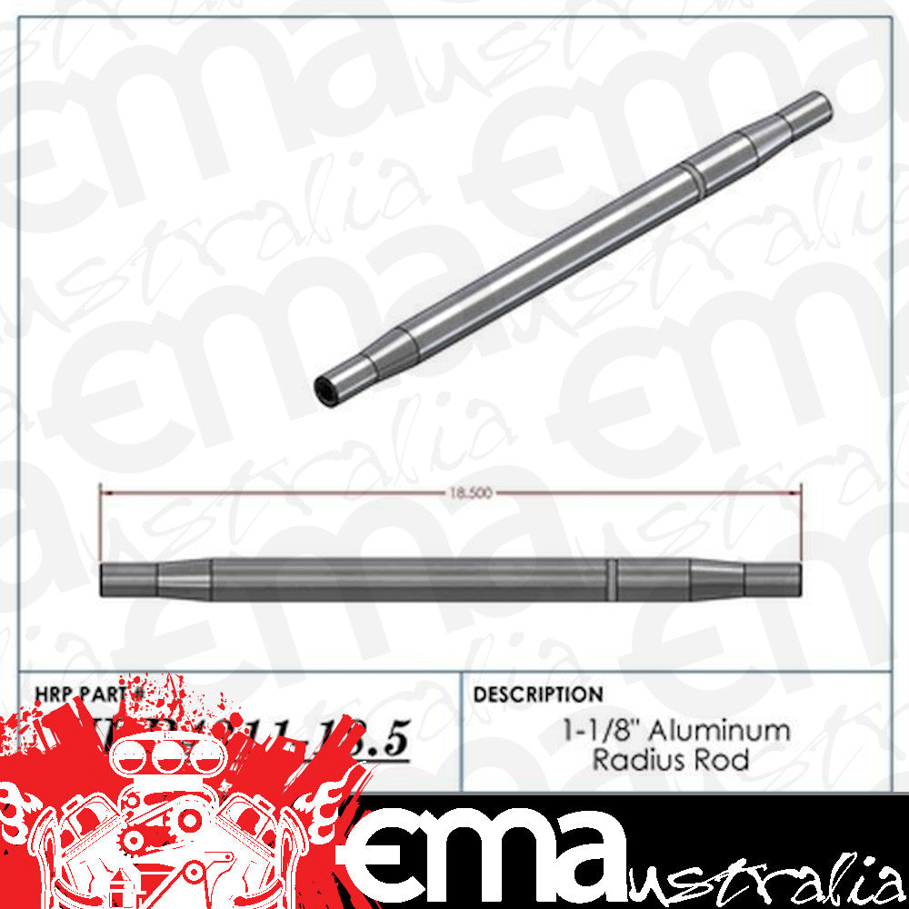 Hephner Racing Products HRP-4311-18.5 Polished Aluminium Radius / Swedge Rod 18.5" L X 1-1/8" O.D X 5/8"