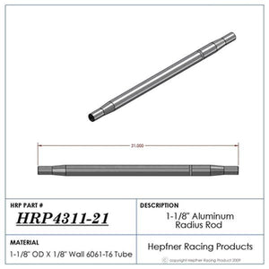Hephner Racing Products HRP-4311-21 Polished Aluminium Radius / Swedge Rod 21" L X 1-1/8" O.D X 5/8"
