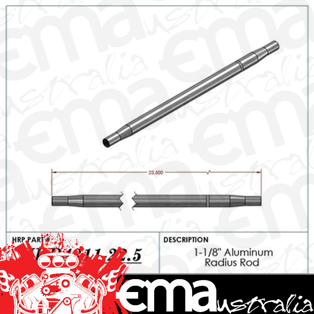 Hephner Racing Products HRP-4311-22.5 Polished Aluminium Radius / Swedge Rod 22.5" L X 1-1/8" O.D X 5/8"