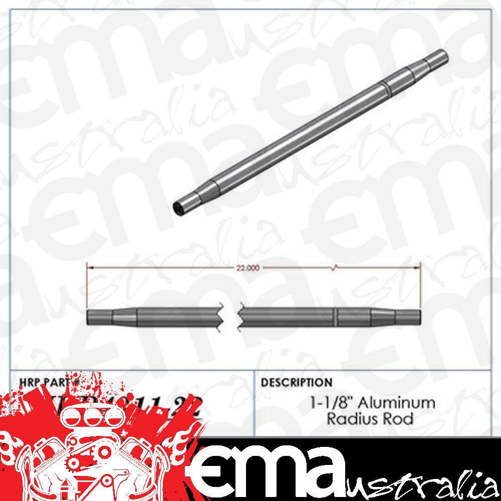 Hephner Racing Products HRP-4311-22 Polished Aluminium Radius / Swedge Rod 22" L X 1-1/8" O.D X 5/8"