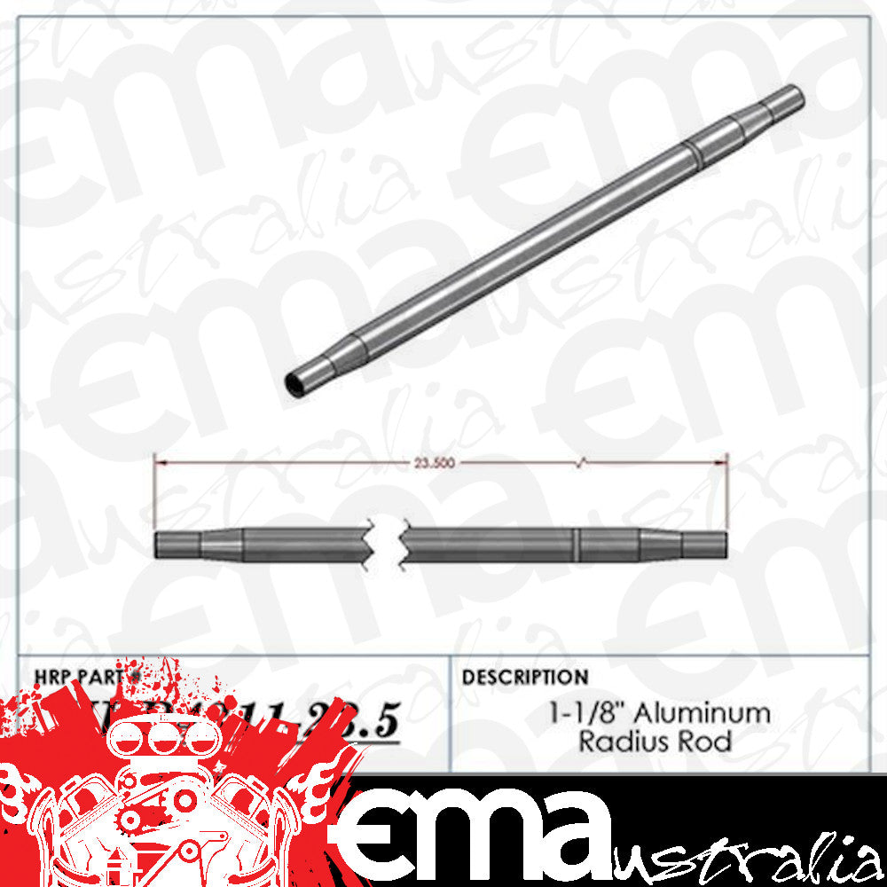 Hephner Racing Products HRP-4311-23.5 Polished Aluminium Radius / Swedge Rod 23.5" L X 1-1/8" O.D X 5/8"