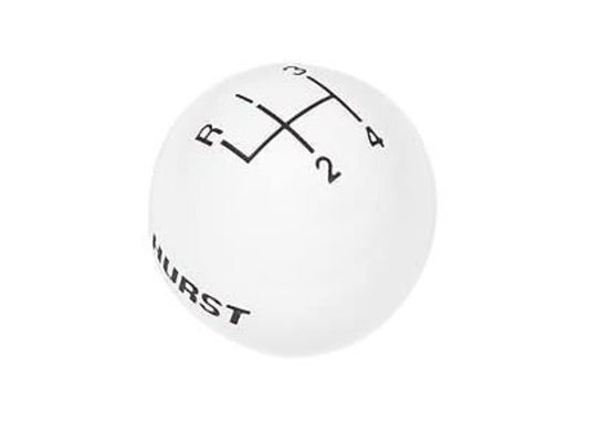 Hurst HU1637626 Replacement 4 Speed Shifter Knob White w/ Logo 3/8"-16 Thread