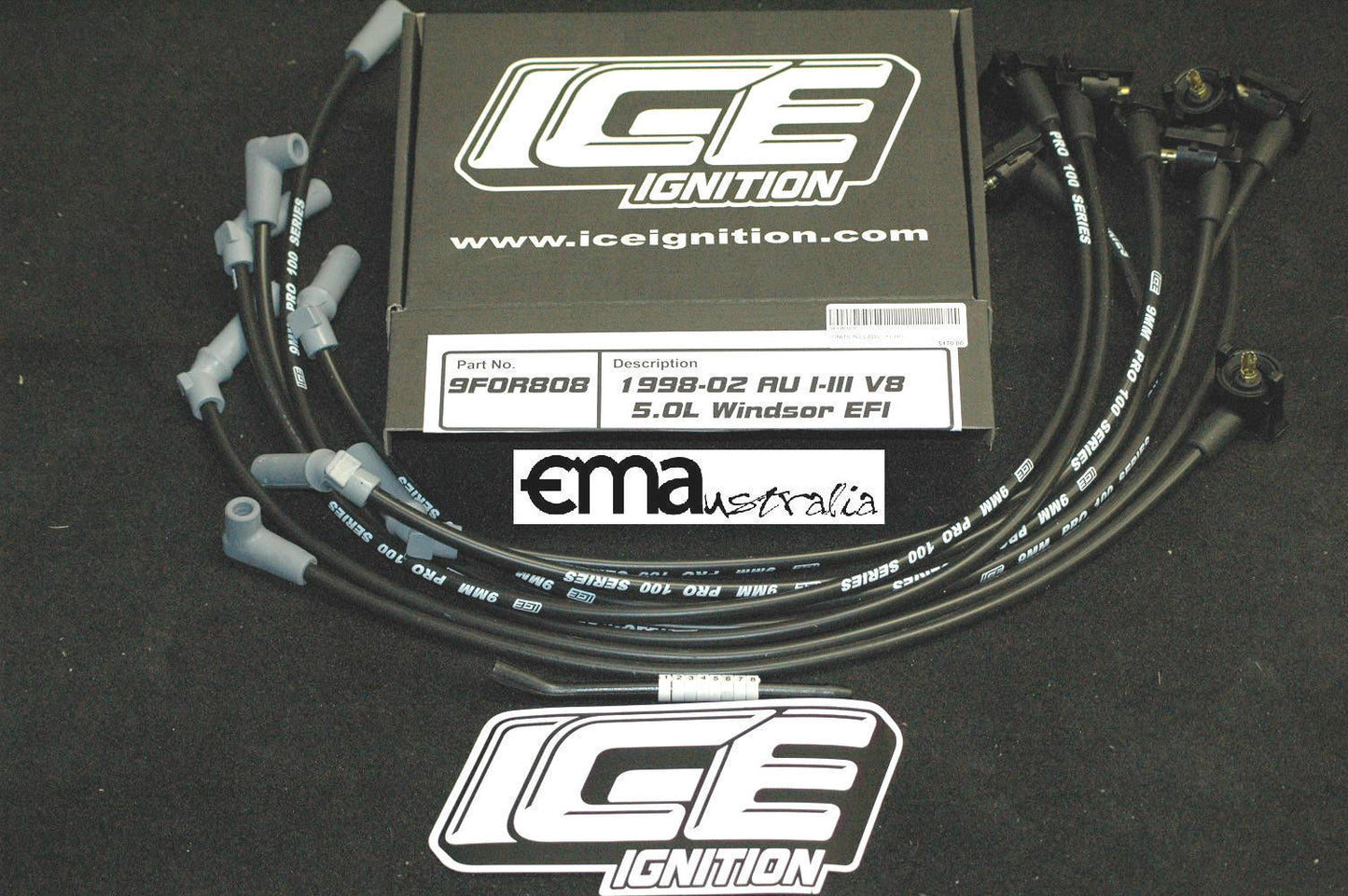 Ice Ignition ICE-9FOR808 9mm Leads Ford Au Falcon EFI V8 Series I-III 1998-2002