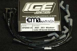 Late Ford Windsor 302-351 C.I.D Around Valve Covers 9mm Leads 45? degrees Plug 90? degrees ICE Ignition ICE-9FOR810
