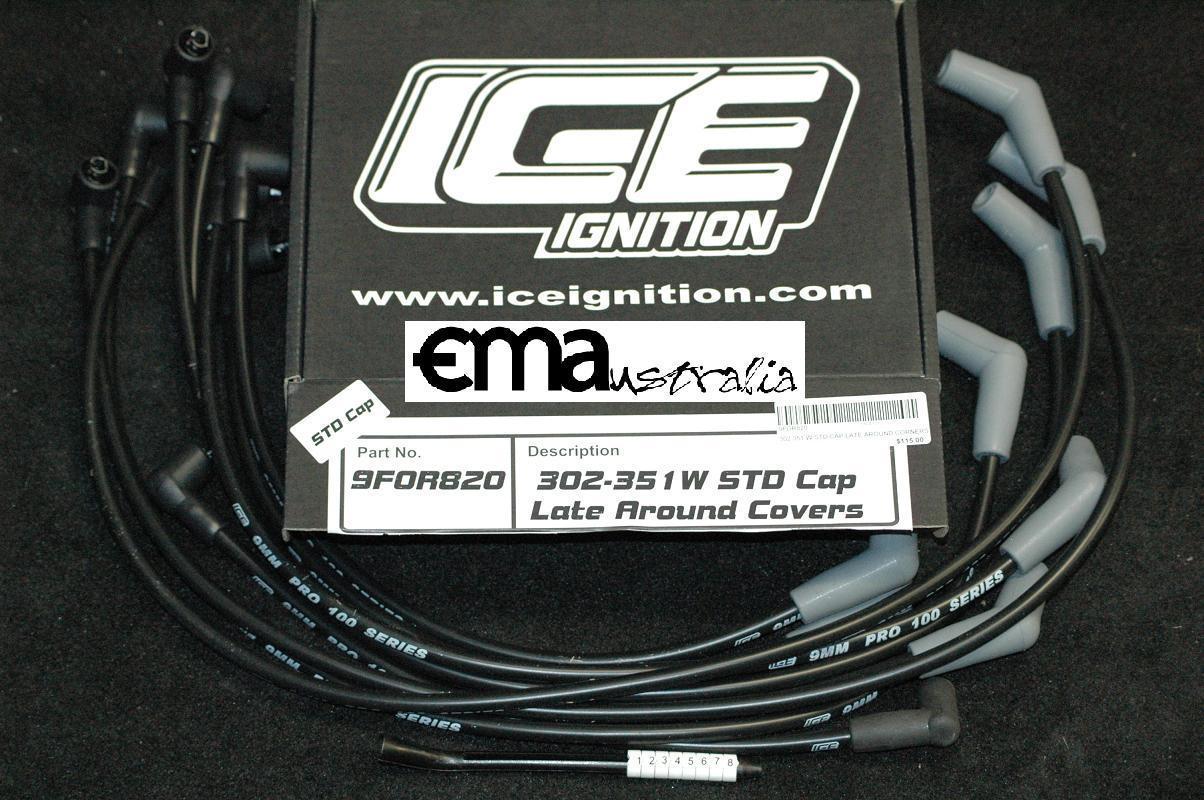 Ice Ignition ICE-9FOR820 9mm Leads Ford Windsor 302-351 45° Plug 90°