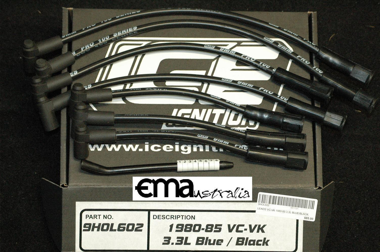 Holden Commodore6 CylVC-VK 9mm Leads Commodore Vc-Vk 3.3L Blue Black Engine ICE Ignition ICE-9HOL602