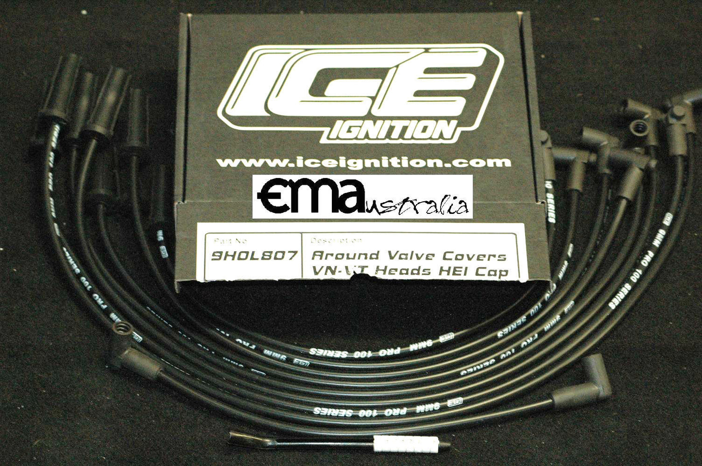 Ice Ignition ICE-9HOL807 9mm Leads Holden Commodore VN-Vt V8 180° Plug 90°