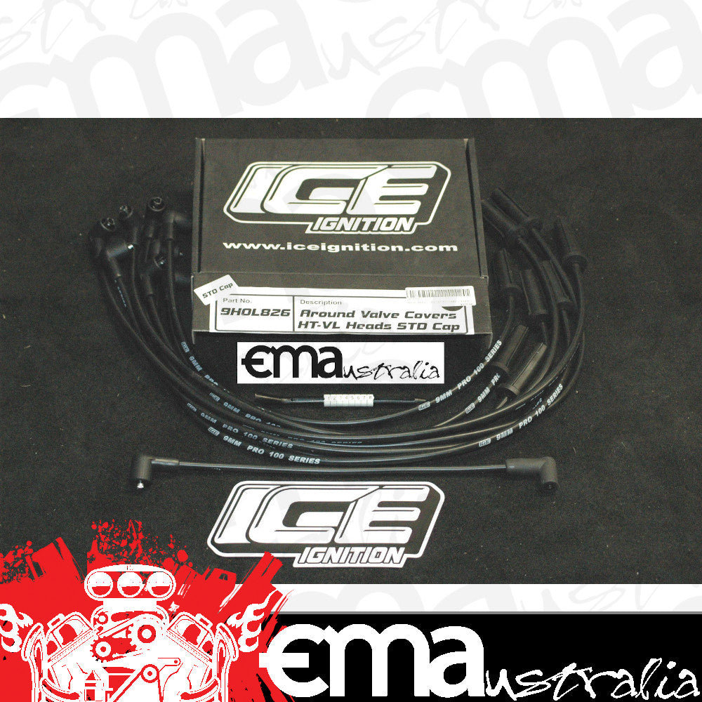 Ice Ignition ICE-9HOL826 9mm Leads Holden Ht-Vl V8 180° Plug 90°