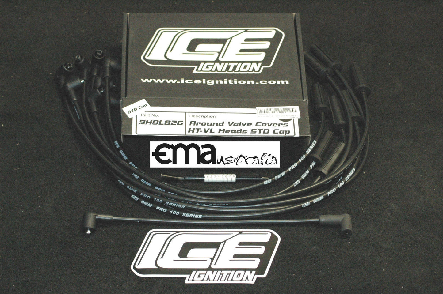 Ice Ignition ICE-9HOL826 9mm Leads Holden Ht-Vl V8 180° Plug 90°