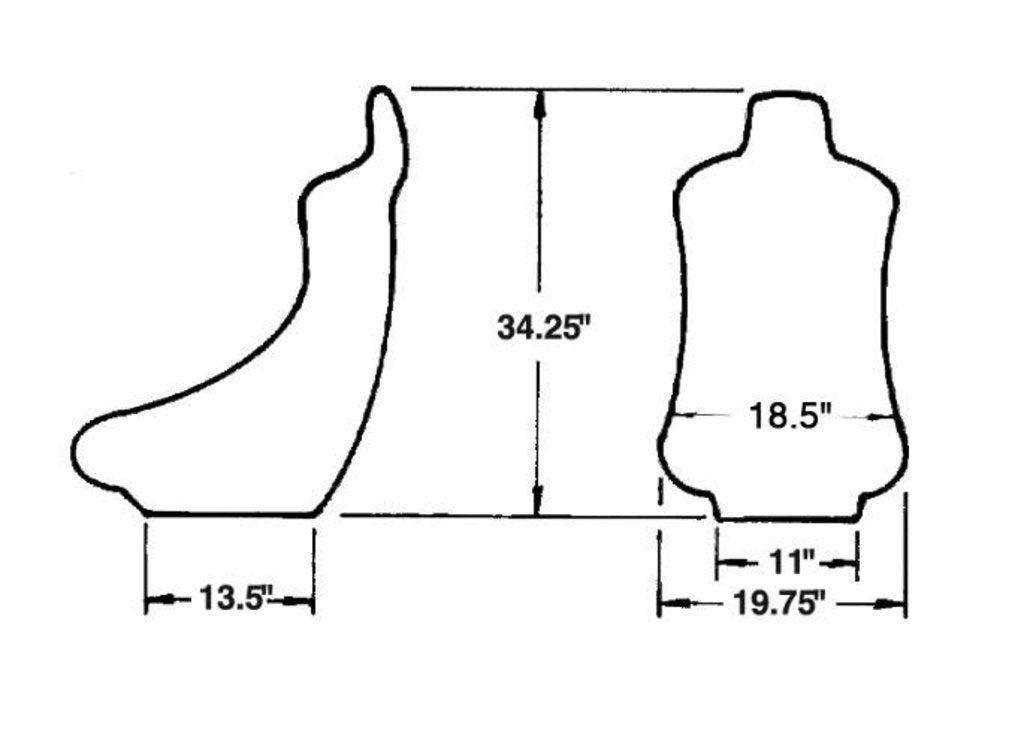 Jaz Products JAZ100-150-01 Jaz Turbo Pro Poly Race Seat 20ø Layback 34.25" H X 18.5" W