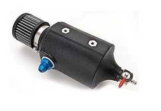 Jaz Products JAZ605-025-01 Jaz 1Qt Round Breather Tank Black Poly -6an Inlet w/ Filter