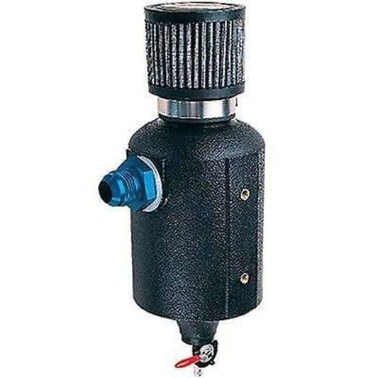 Jaz Products JAZ605-125-01 Jaz 1Qt Round Breather Tank Black Poly -10an Inlet w/ Filter