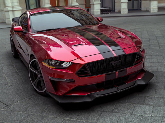 Drake Muscle Cars JR3B-63001A74-A Fits 2018-2022 Mustang Ecoboost And Gt w/ Performance Pack Option Front Black Chin Spoiler