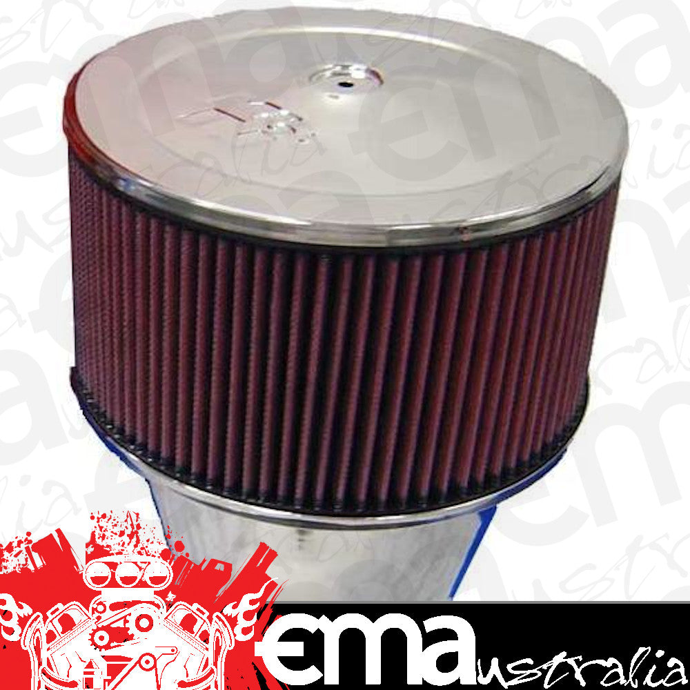 K&N Filters KN58-1191 S/S Velocity Stack Air Cleaner Assembly Suit Holley 5-1/8 Neck W/ 9 X 5 Element