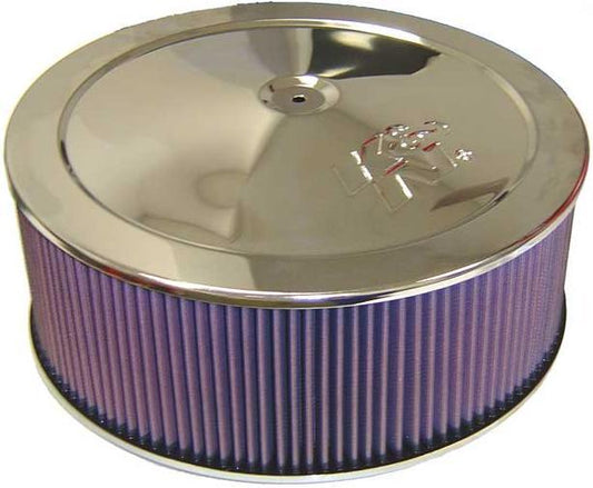 K&N Filters KN60-1270 Chrome Custom Air Cleaner Assembly 14 X 5" Suit Neck Size 5-1/8" 130 Mm