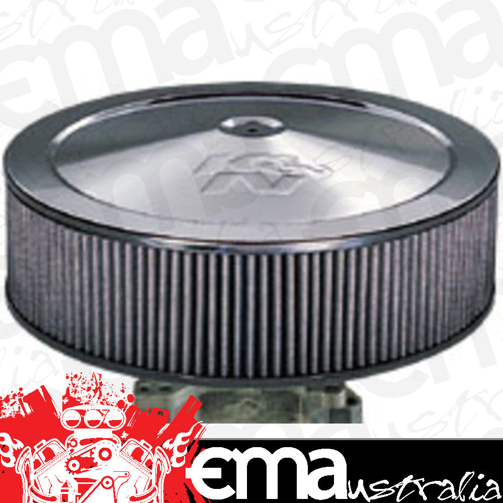 K&N Filters KN60-1290 Chrome Custom Air Cleaner Assembly 14 X 4" Suit Neck Size 5-1/8 In 130 Mm