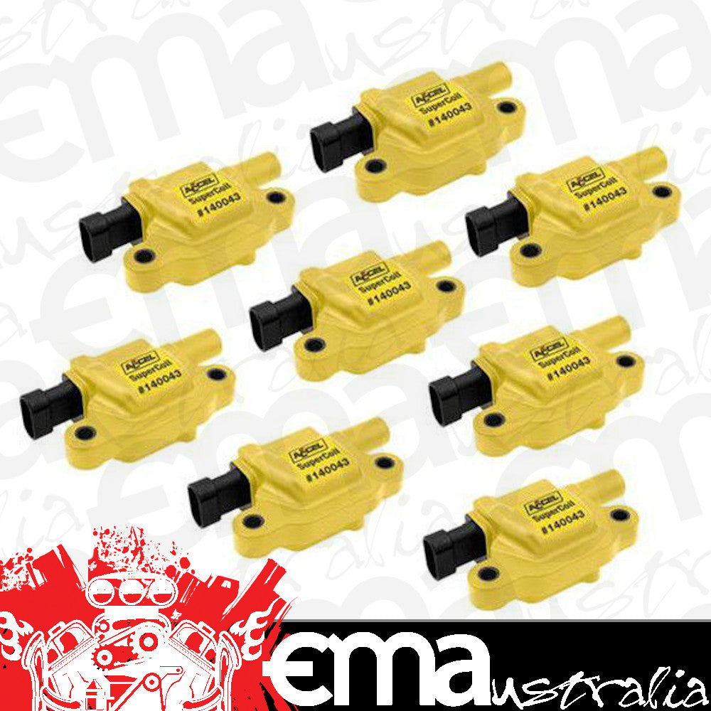 ACCEL SUPER COIL LS2 LS3 LS7 IGNITION COILS AC140043-8 BLACK/YELLOW 8 PACK