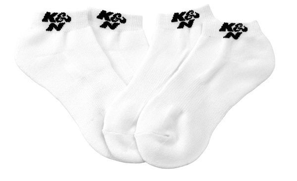 K&N Filters KN88-4001-L Ankle Socks 2-Pairs White W/ Black Logo Size 9-11