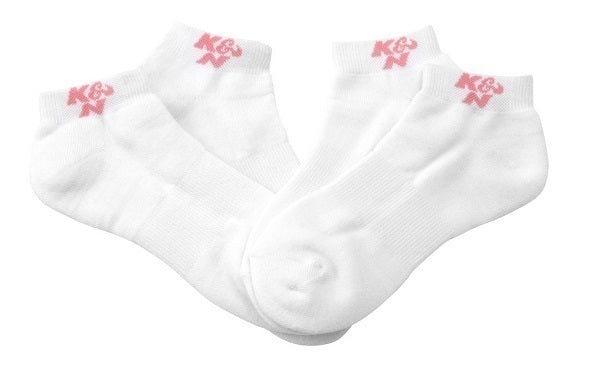 K&N Filters KN88-4502 Ankle Socks 2-Pairs White W/ Pink Logo Size 6-9