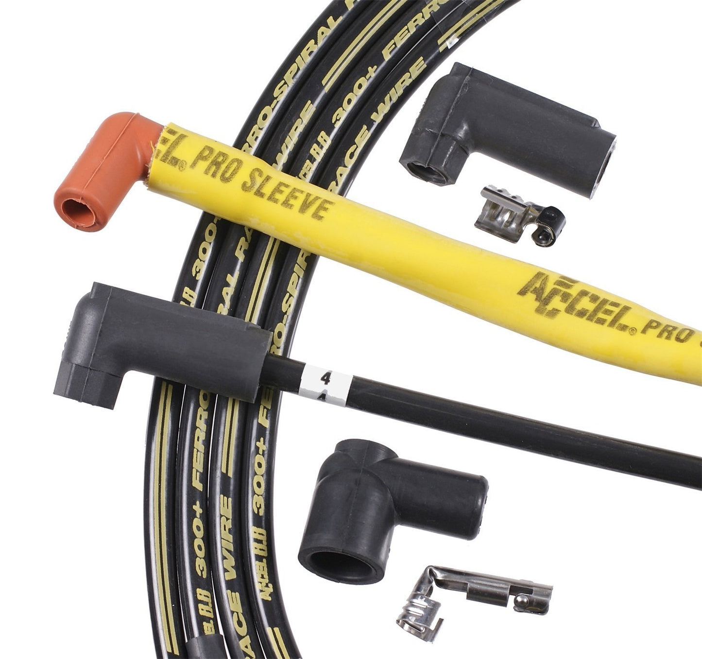 ACCEL AC7004 300+ Race 8.8mm HEI Spark Plug Wire Set Chev SB 90›ö Boots Black