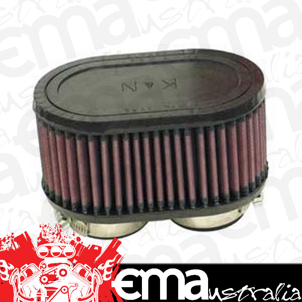 K&N Filters KNR-0990 Universal Clamp On Filter Suit Dual Flange 1.875 In 48 Mm 3 In 76 Mm H X 6.125 In 156 Mm L X 3.875 In 98 Mm W